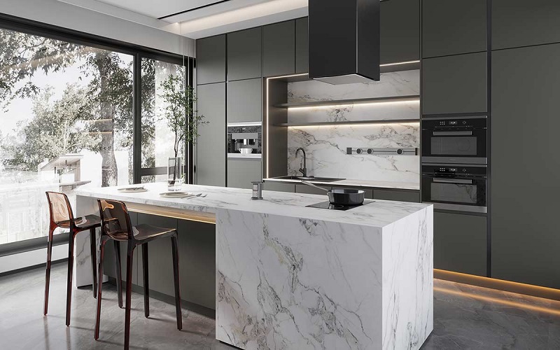 Enhance Your Kitchen with a Stunning Quartz Waterfall Countertop Edge